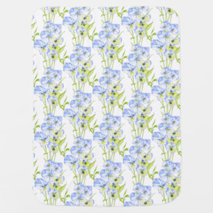 Icy Blue Pansies on a Baby Blanket