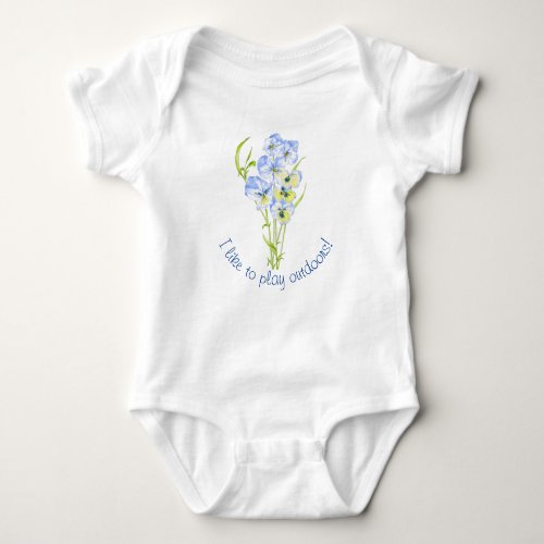 Icy Blue Pansies on a   Baby Bodysuit