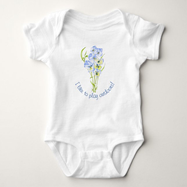 Icy Blue Pansies on a   Baby Bodysuit (Front)