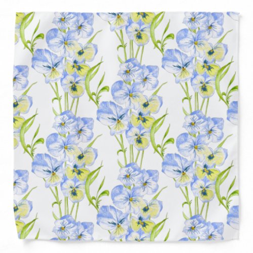 Icy Blue Pansies on a Bandana