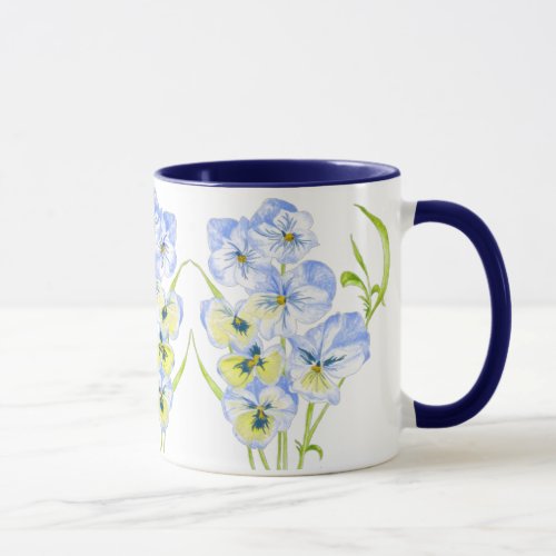 Icy Blue Pansies on a Combo Mug