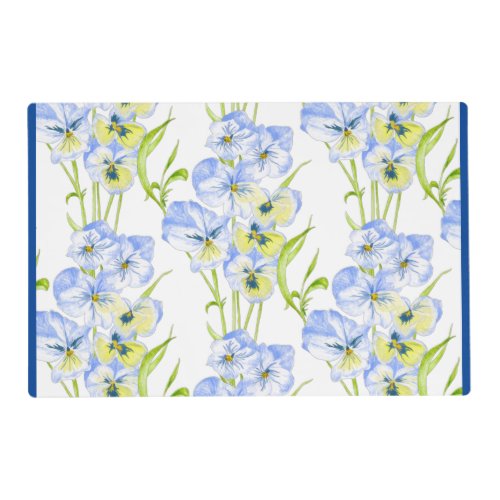 Icy Blue Pansies on a Laminated Placemat