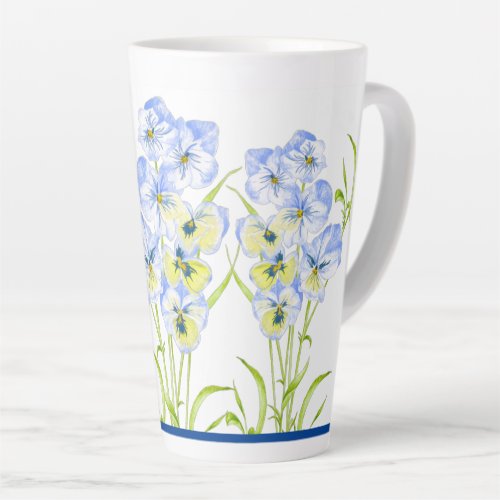 Icy Blue Pansies on a Large Latte Mug