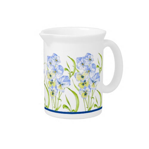 Icy Blue Pansies on a Porcelain Pitcher