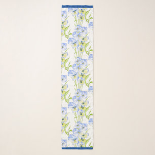 Icy Blue Pansies on a Scarf
