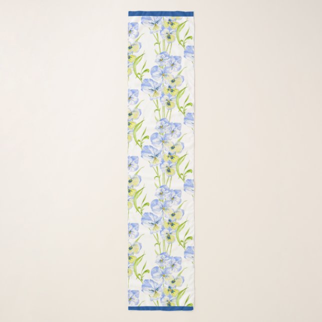 Icy Blue Pansies on a Scarf (Front)