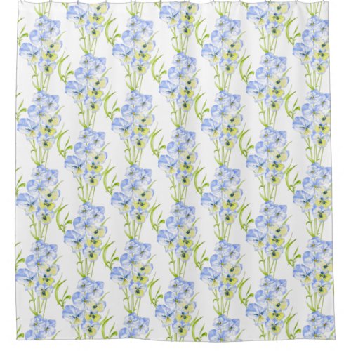 Icy Blue Pansies on a Shower Curtain