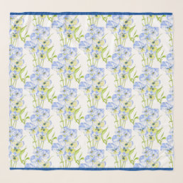 Icy Blue Pansies on a Square Scarf