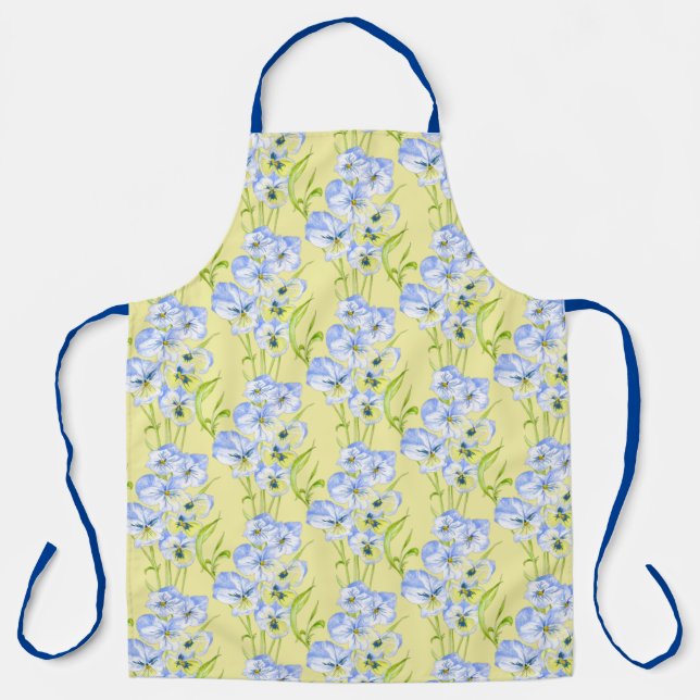 Icy Blue Pansies on an Apron (Front)