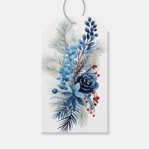 Icy Blue Pine Blue Sprigs Blue Flower Gift Tags