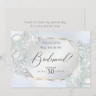Icy Blue Shimmery Will You Be My Bridesmaid Invitation