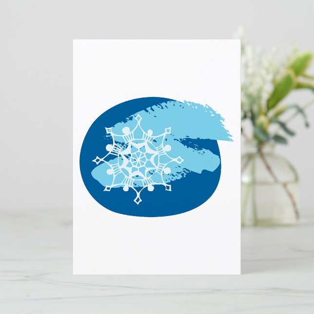 Icy Blue Snowflake Abstract Winter Circle Invitation (Creator Uploaded)