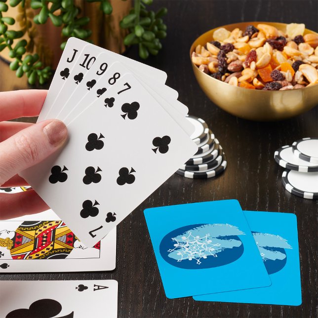 Icy Blue Snowflake Abstract Winter Circle Poker Cards (Creator Uploaded)