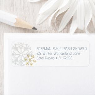 Icy Blue Snowflake Baby Shower Address Labels