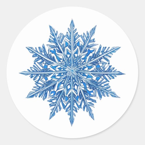 Icy Blue Snowflake Classic Round Sticker