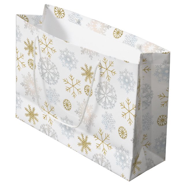 Icy Blue Snowflake Gift Bag | Winter Wonderland (Front Angled)