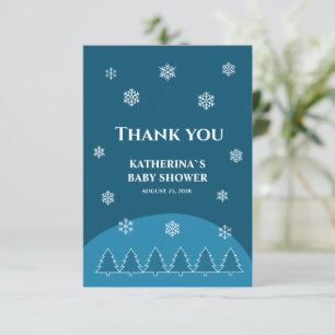 Icy blue snowflake modern baby showers Christmas Thank You Card