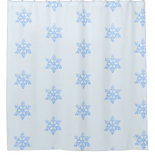 Icy Blue Snowflake Pattern Winter Design Shower Curtain