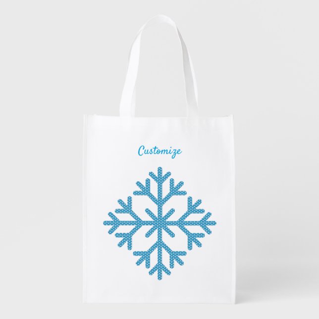 Icy Blue Snowflake Thunder_Cove  Grocery Bag (Front)