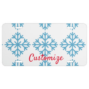 Icy Blue Snowflake Thunder_Cove License Plate