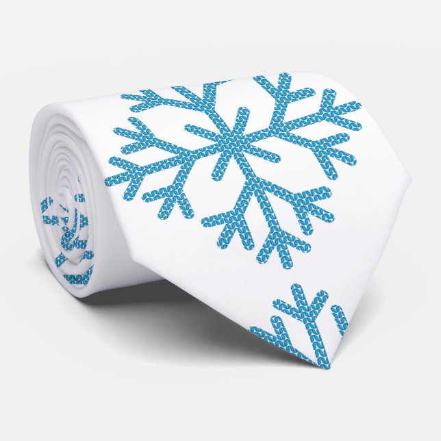 Icy Blue Snowflake Thunder_Cove  Neck Tie (Rolled)