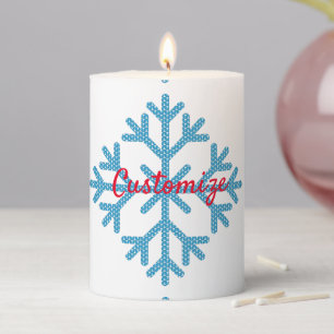 Icy Blue Snowflake Thunder_Cove      Pillar Candle
