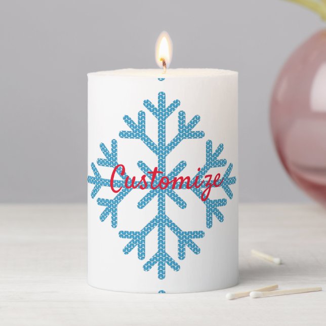 Icy Blue Snowflake Thunder_Cove      Pillar Candle (In Situ)