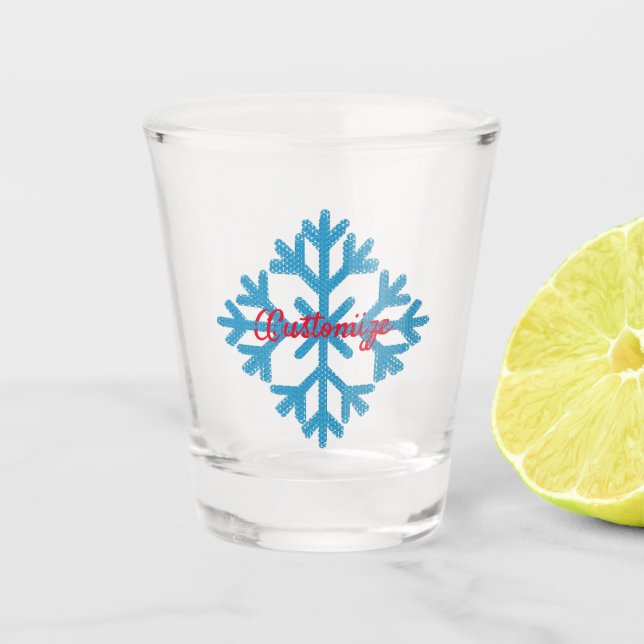 Icy Blue Snowflake Thunder_Cove Shot Glass (Front)