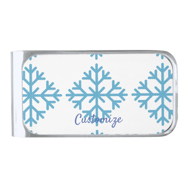 Icy Blue Snowflake Thunder_Cove     Silver Finish Money Clip (Front)