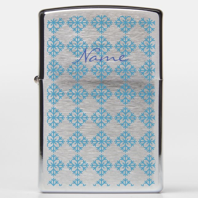 Icy Blue Snowflake Thunder_Cove   Zippo Lighter (Front)
