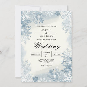 Icy Blue Snowflake Winter Wedding Invitation