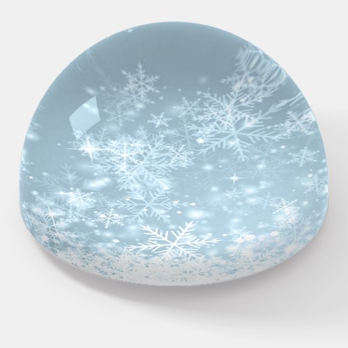 Icy Blue Snowflakes Paperweight