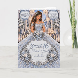 Icy Blue Sweet 16 Celebration Thank You Card