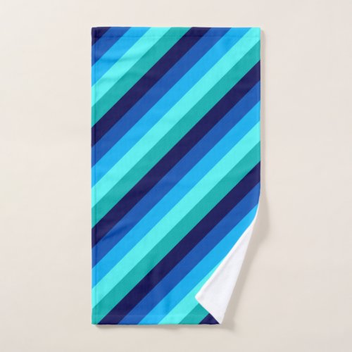 Icy Blue Teal Stripes Hand Towel