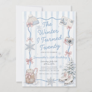 Icy Blue The Winter I Turned Twenty Birthday  Invitation