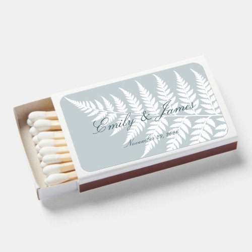 Icy Blue White Fern Couple Names Matchboxes
