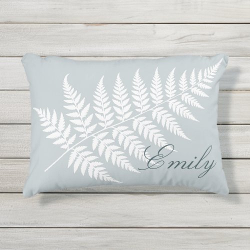 Icy Blue White Fern Elegant For Her or Him Outdoor Pillow