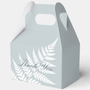Icy Blue White Fern Large Gable Thank You Favor Boxes