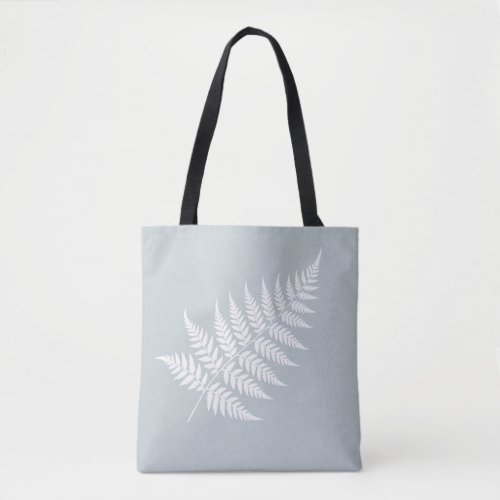 Icy Blue White Fern Minimalist Botanical Tote Bag