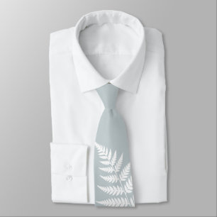 Icy Blue White Fern Simply Elegant Wedding Neck Tie
