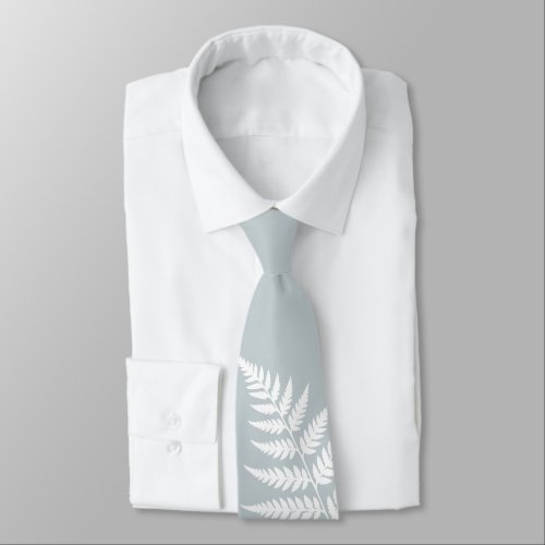 Icy Blue White Fern Simply Elegant Wedding Neck Tie