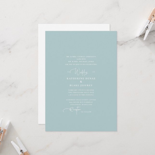 Icy Blue Winter Elegance Wedding Invitation (Front/Back In Situ)