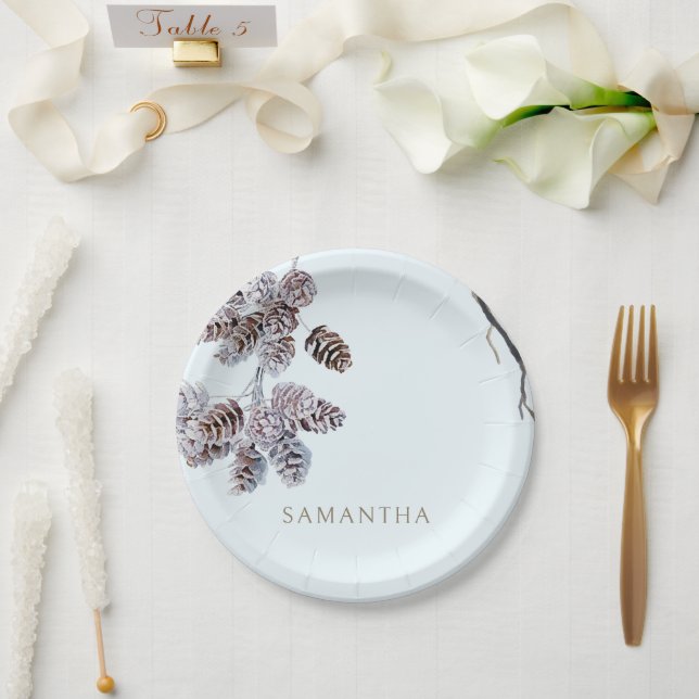 Icy Blue Winter Personalized Shower Paper Plates (Wedding)