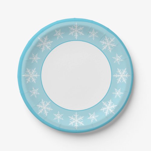 Icy Blue Winter Wonderland Snowflake Paper Plates