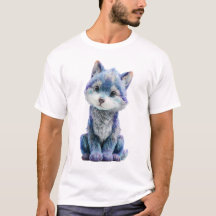 Icy Blue Wolf Pup Illustration Men
