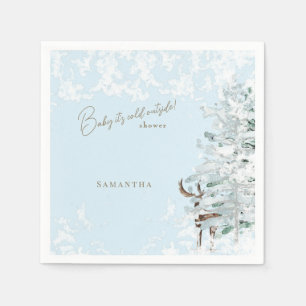 Icy Blue Woodland Baby it's Cold Outside Napkins