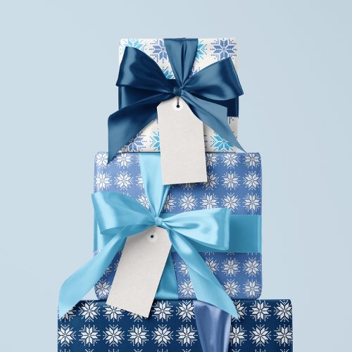 Icy Blues Nordic Sweater Snowflake Pattern Wrapping Paper
