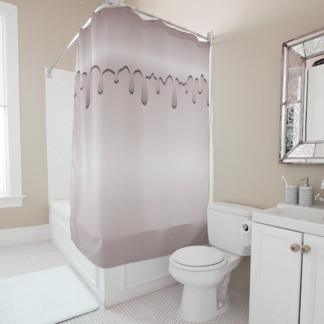 Icy Blush Pink Rose Gold Drip Glam Girly Shower Curtain (In Situ)
