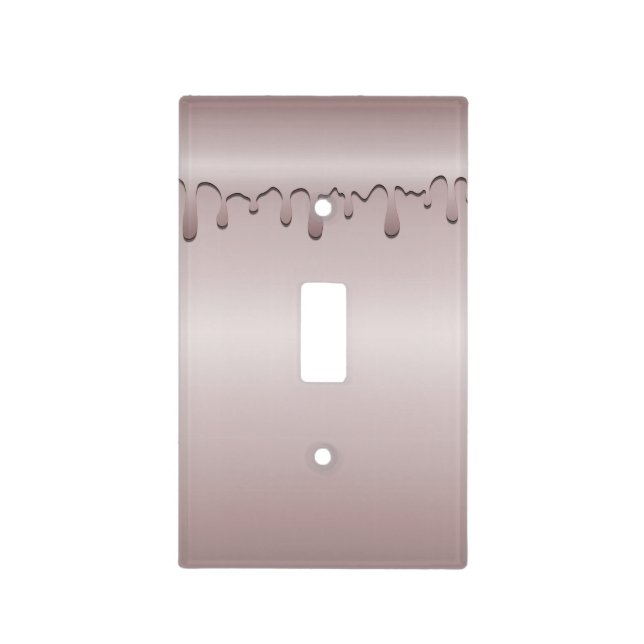 Icy Blush Rose Gold Pink Drip Glam Light Switch Cover (Front)