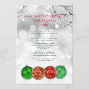 Icy Branches Holiday Custom Dinner Menu Template